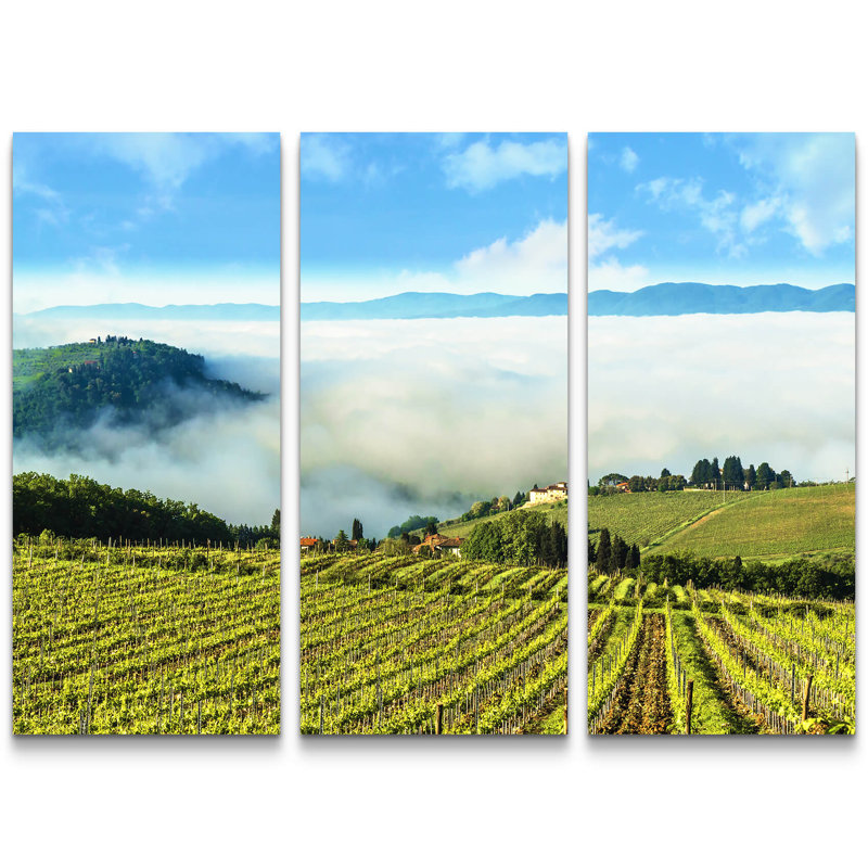 East Urban Home 3-tlg. Leinwandbilder-Set Toskanische Landschaft mit